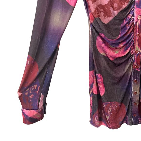 WITH‎ JEAN X LORD NEWRY Andy Printed Shirt Bodycon Dress Large - Picture 5 of 6